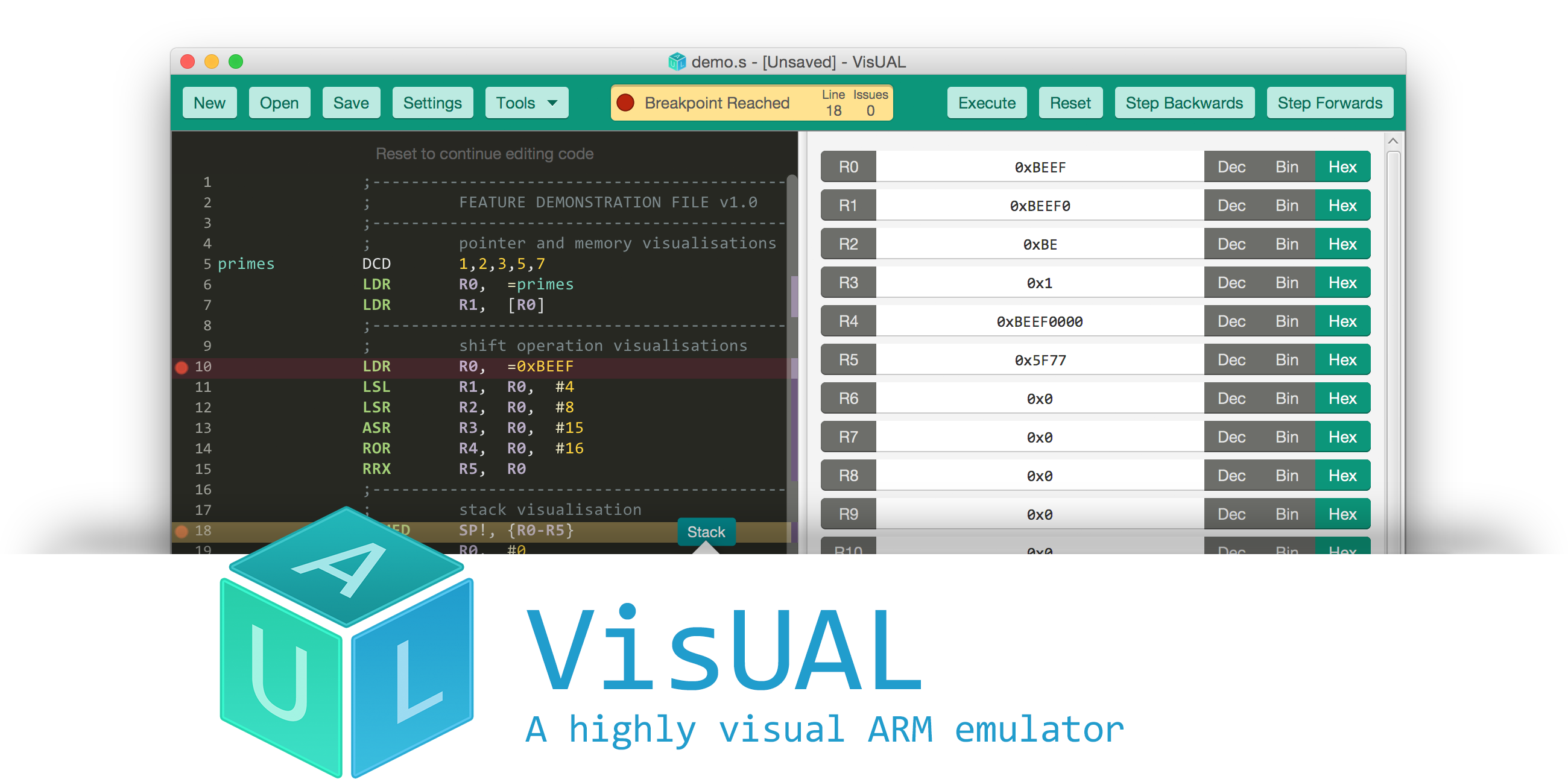 Assembly language emulator pic